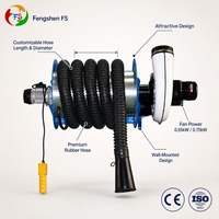 Enrouleur de tuyau motorisé avec souffleur et adaptateur universel pour voitures, camions, bus et systèmes d'extraction des gaz d'échappement en atelier