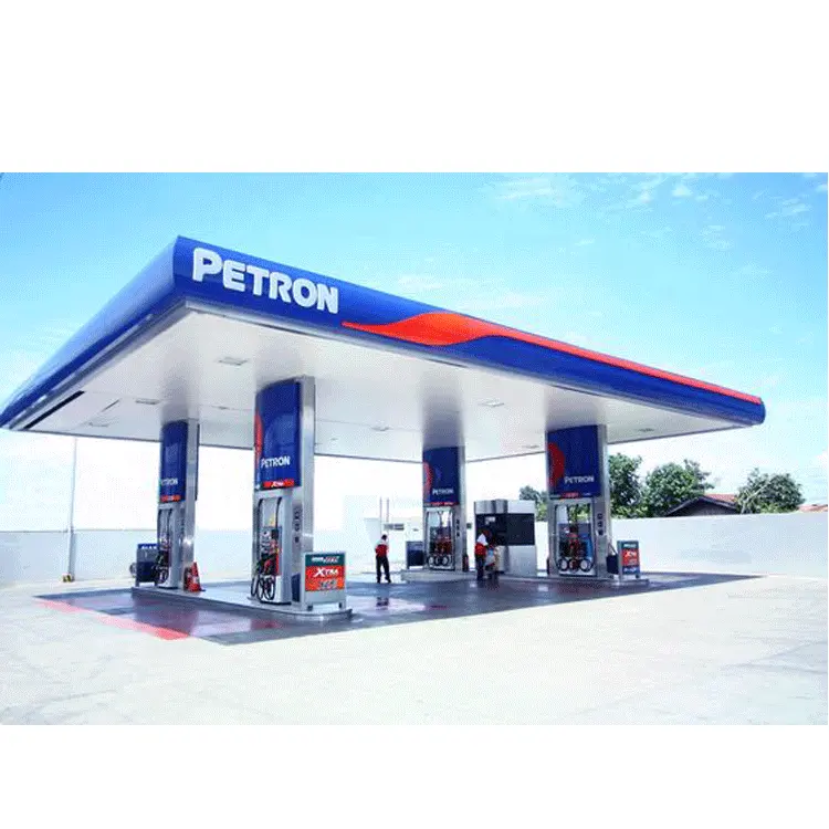 LF Petrol Station Canopy Roof Cover Space Frame Full Set Fuel Stations Gas Station Roofing Steel Structure