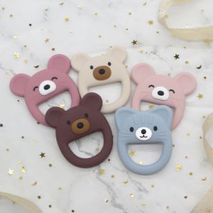 Melikey New Soft <b>Bear</b> Animal Shape Wholesale Kids Baby Chew Teething Toys Silicone Teether Rings for Babies - Product Image 4