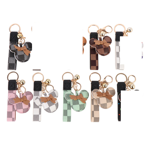 Nuevo estilo de lujo oso cuero llavero para mujer monedero bolso colgante coche llavero - Product Image 6