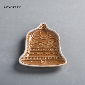 Céramique marron personnalisé Noël en relief cloche arbre maison gant Train pain d'épice homme Festival plaques avec neige <span class=keywords><strong>blanche</strong></span> peint jante - Product Image 2
