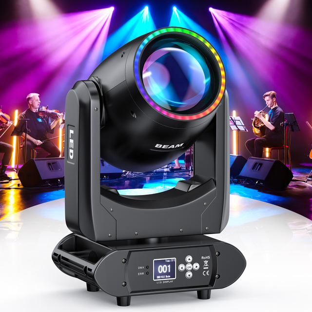 300W 19 Gobo LED Beam Moving Head Light DMX Control 0-30Hz Strobe 540 X-Axis 270 Y-Axis for Clubs Parties DJ Stage Lighting
