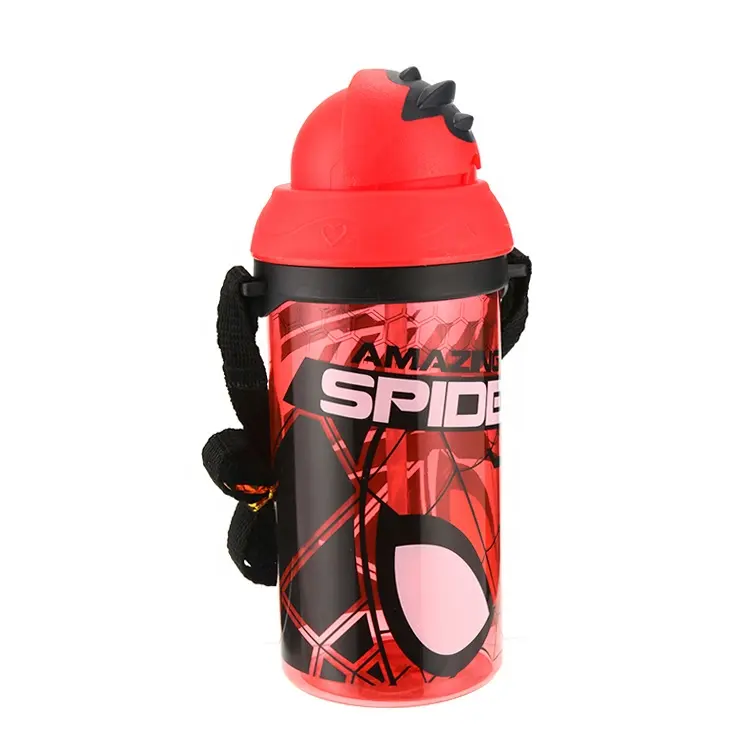 Grink नई सस्ते कीमत 400ml लाल स्पाइडरमैन पैटर्न खाली खेल बच्चों प्लास्टिक की पानी की बोतल