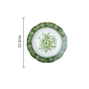 Vintage Green Flower Design Charger Plates Ceramic Dinnerware Porcelain Dinner <b>Sets</b> - Product Image 3