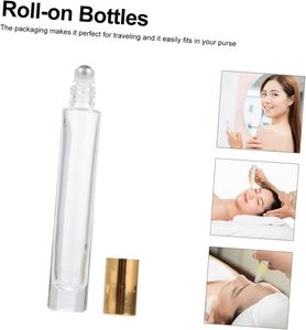 Cylinder Thick Bottom Sample Roll Glass <b>Perfume</b> <b>Spray</b> <b>Bottle</b> Silver Gold Cap Refillable 10ml Travel Skin Care Serum Face Cream - Product Image 3