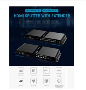 สูงสุด120เมตร<span class=keywords><strong>1x8</strong></span> 1080P <span class=keywords><strong>HDMI</strong></span>-Compatible <span class=keywords><strong>Splitter</strong></span> Extender 1 transmers 8 receivers over RJ45 CAT5e/6 with IR LKV318-HDbitT-4.0 - Product Image 6