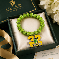 Elegante Pulsera Elástica Ajustable con Cuentas para Mujer, Sorority Est. 1932, Letra Griega Chi Eta Phi, Joyería para Mujer, Regalos