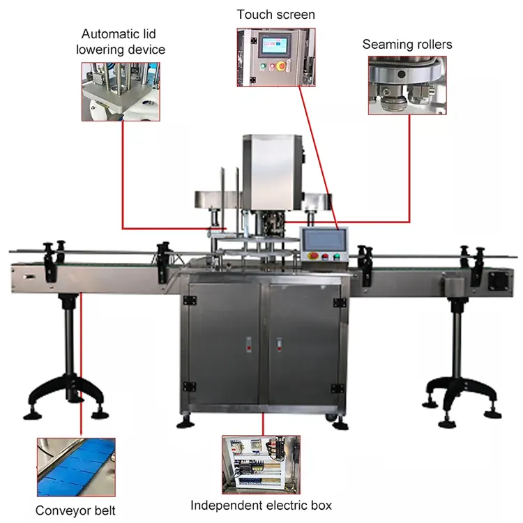 Sellador automático de carne, sardina, atún, equipo de máquina de sellado enlatado, maquinaria de enlatado de pescado, máquina de sellado de latas