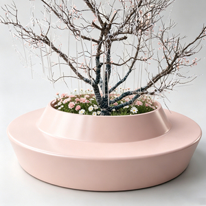 Sièges artistiques avec jardinière intégrée, mobilier paysager personnalisé en UHPC, sièges publics durables pour les stations balnéaires - Product Image 1