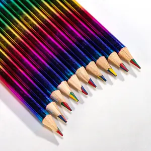 热卖高品质4色合1多色钢笔木制彩虹标准儿童HB铅笔