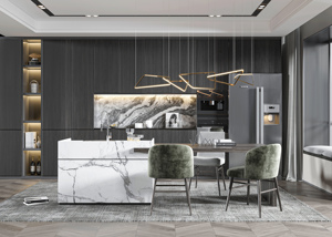 Ensemble d'armoires en contreplaqué intelligentes de luxe à conception gratuite, meubles de cuisine modernes multifonctionnels, îlot de cuisine fabriqué en Chine - Product Image 2