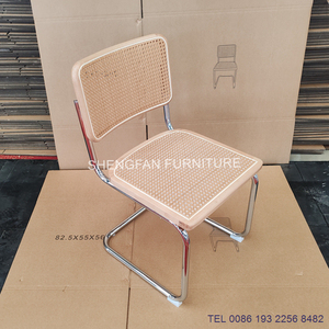 Struttura in tubo di acciaio cromato in Rattan sedile metà secolo sedie da pranzo in velluto comoda <span class=keywords><strong>sedia</strong></span> <span class=keywords><strong>Cesca</strong></span> - Product Image 2