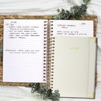 Cuaderno Espiral con Líneas Gruesas Estilo B5 para Mujer, Encuadernación en Espiral, Tapa Dura de Lino A4, Planificador Universitario con Regla
