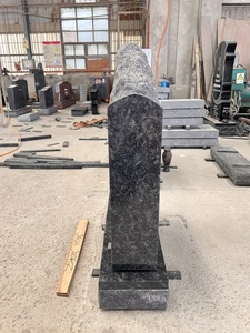 Lápida <span class=keywords><strong>de</strong></span> Granito Gris Acero Estilo Americano con Forma <span class=keywords><strong>de</strong></span> Pico <span class=keywords><strong>de</strong></span> Montaña Natural y Florero - Product Image 3