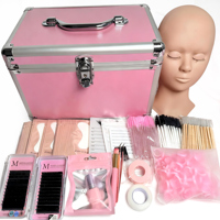 Kit de formation aux extensions de cils pour débutants, ensemble de pratique professionnel avec tête de mannequin, outils, cils, étui portable
