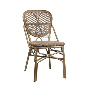 Silla de bistró francesa comercial con estampado de bambú natural para patio de mimbre PE tejida a mano para interior/exterior para porche, jardín - Product Image 1