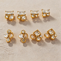 LEPAI Boucles d'oreilles en acier inoxydable, forme cœur, zircone, inaltérables, tendance, accessoires pour femmes, vente en gros