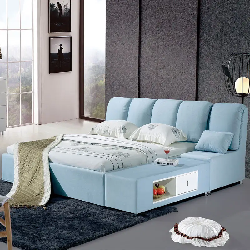الأزرق متعددة الوظائف تخزين النسيج السرير حصير جنبا إلى جنب السرير الناعمة