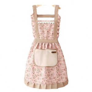 New Household-Style Cotton Kitchen Bib Durable Hand Erasable Anti-Fouling Princess Skirt Design Breathable Cooking Apron - Product Image 1