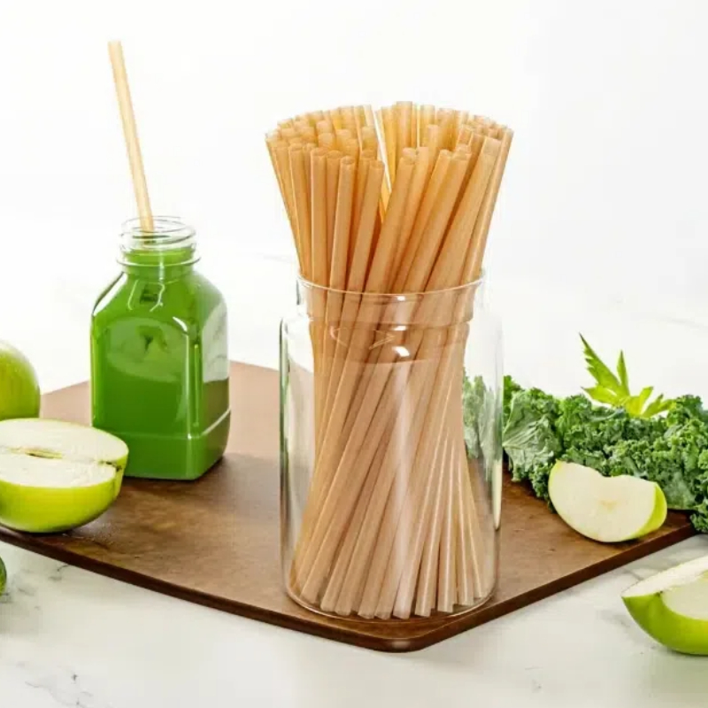 Vegetable Fiber Compostable Biodegradable Bagasse Straws Individual Wrapped 6mm SugarCane Straw For Parties