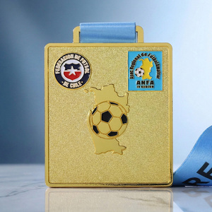 Médailles de football 2026 plaquées or en alliage de zinc émaillé avec logos de ballons et de fédérations en relief, médaille rectangulaire personnalisée pour récompense de football - Product Image 2