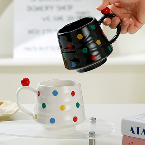 Quality Choice Ceramic Coffee <b>Mug</b> Colorful Polka Dot Design Food Safe Dishwasher Safe Reusable Student Couple <b>Cute</b> Business - Product Image 3