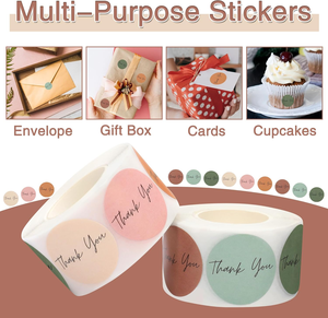 สติกเกอร์ขอบคุณแบบกันน้ำ 3 มิติ พิมพ์ลายคริสตัล UV ขนาด 1 นิ้ว ม้วนละ 1000 ชิ้น 6 สี สำหรับธุรกิจขนาดเล็ก บรรจุภัณฑ์กระดาษ - Product Image 6