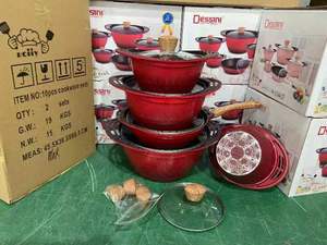 Bộ Nồi Chống Dính Đúc Nhôm Tùy Chỉnh Bán Sỉ Bộ Nồi Nấu Ăn Bằng Thủy Tinh Bộ Dụng Cụ Nấu Ăn Rèn Bằng Nhôm 10 Cái - Product Image 2