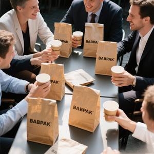 Custom Printed Brown Kraft Paper Takeaway <b>Bags</b> Eco-Friendly Kraft Paper <b>Bread</b> <b>Bags</b> with Hand Length Handles - Product Image 2