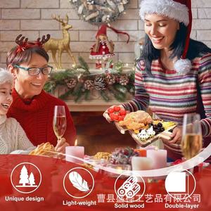 Tabla de quesos con forma de árbol de Navidad con juego de cubiertos, bandeja de madera para servir frutas, pan, embutidos y aperitivos para fiestas - Product Image 5