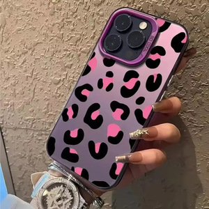 Custodia per telefono con stampa leopardata rosa adatta per <span class=keywords><strong>iPhone</strong></span> 16 15 14 13 12 <span class=keywords><strong>11</strong></span> Pro Max <span class=keywords><strong>Cover</strong></span> posteriore ammortizzante - Product Image 3