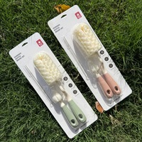 Ensemble de brosse éponge en plastique durable multifonctionnel pour le nettoyage des biberons à poignée droite Conception insérable pour cartes Portable