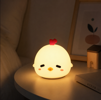 Veilleuse LED en plastique en forme de poussin, lampe RGB rechargeable, contrôle tactile, Type-C, jouet lumineux animal souple, pour chambre à coucher