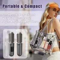 Brosse multi-styler sans fil SC8-1004-5 2-en-1 lissante et bouclante ionique, peigne chauffant portable Type-C 2600mAh