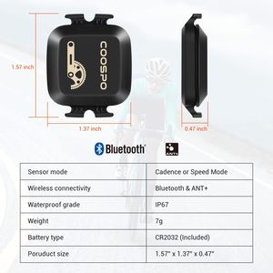 Sensor de Velocidad y Cadencia Inalámbrico COOSPO para Bicicleta, Sensor de RPM BT ANT+, Compatible con Computadoras de Ciclismo IP67 Rouvy Wahoo CooSporide - Product Image 2