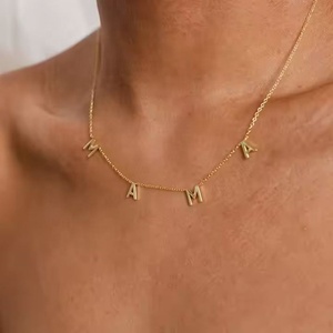 Collier à maillons avec breloques lettres, tendances actuelles, design DIY, en acier inoxydable 316L plaqué or, bijoux fantaisie pour femmes - Product Image 5