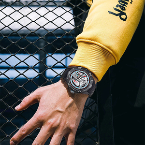 Dessio Men's Custom Quartz <b>Watch</b> with Steampunk Skeleton Design Personalized Transparent Silicone Strap <b>Case</b> for Wristwear - Product Image 6
