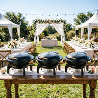 Plat de service rond noir de luxe 6L, chauffe-plats commercial pour buffets, idéal pour la restauration de petites entreprises, les pâtes et les plats rôtis