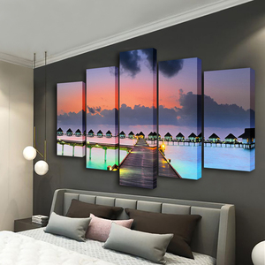 Art mural moderne, peinture <span class=keywords><strong>de</strong></span> <span class=keywords><strong>coucher</strong></span> <span class=keywords><strong>de</strong></span> <span class=keywords><strong>soleil</strong></span>, impressions sur toile encadrées <span class=keywords><strong>en</strong></span> 5 panneaux, décoration <span class=keywords><strong>de</strong></span> la maison, salon, chambre à <span class=keywords><strong>coucher</strong></span> - Product Image 3