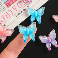 Breloques papillon transparentes en résine à paillettes, petites breloques DIY pour bijoux, accessoires pour coques de téléphone style crème, aimants de réfrigérateur, boucles de chaussures