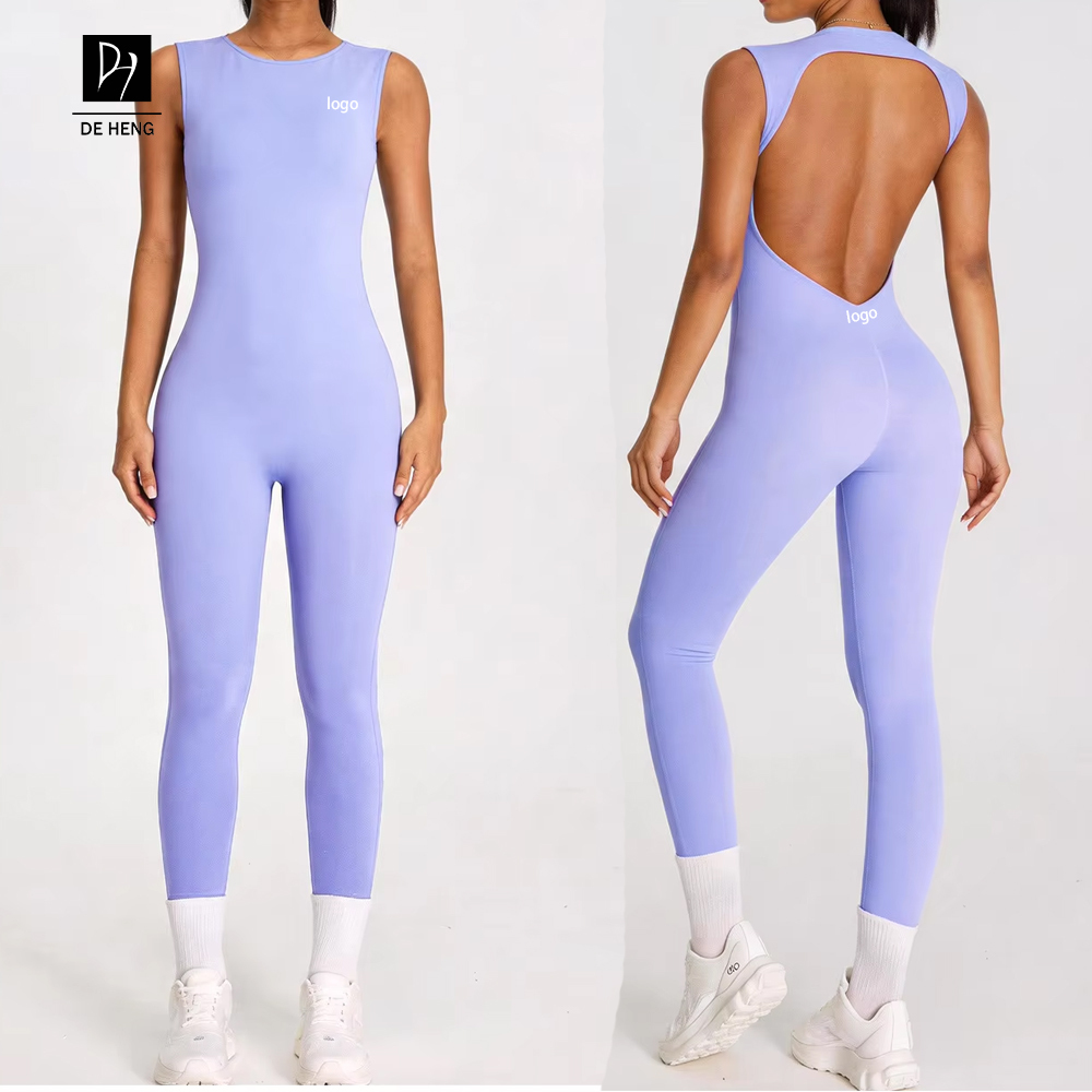 New Custom Activewear Quick Dry Running Casual Sports Gym Fitness Sleeveless Yoga Jumpsuit