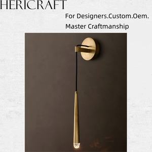 Factory Mid Modern Brushed Brass Teardrop Pendant <b>Wall</b> Sconce Hardwired - Product Image 1