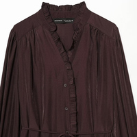 PB&ZA Femme 2026 Nouvelle Collection Été Robe Chic et Tendance Mini à Pois Col Montant Volants Manches Longues Robe Femme Vestidos Robe Mujer