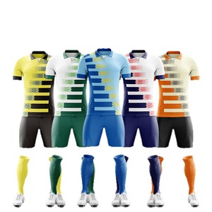 Maillots de football personnalisés à transfert thermique intégral pour hommes adultes, anti-humidité, col rabattable, ensembles de matchs de club - Product Image 2