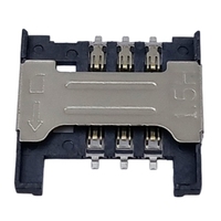 Connecteur de carte mémoire SIM SMD 6 broches à prix abordable, matériau de contact en alliage de cuivre plaqué or, connecteur de carte intelligente Push-Push sans CD