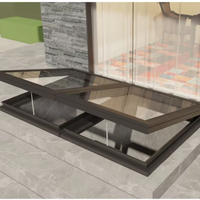 Grand Fenêtre Coulissante en Alliage d'Aluminium avec Verre Blindé et Toit à Double Vitrage pour Maisons, Écran Pliant Coupe-Vent