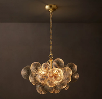 Lustre rond en verre moderne de luxe américain avec des sphères en verre ondulé soufflé à la bouche pour la décoration de la maison, salon, salle à manger
