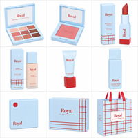 Königliche Maßanfertigung Luxus-Marken Make-up Bedruckte Kosmetik-Verpackungsbox-Set Lidschatten-Palette Lippenstift Rouge Hautpflege Geschenkbox Goldfolie