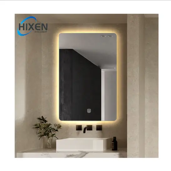 HIXEN 18-8B 3 Colors Luxury Factory Hotel Full Length Backlit Vanity Wall mounted Smart Bathroom LED Mirror With Light