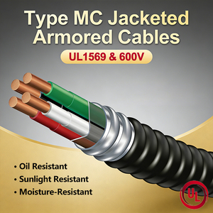 Cable MC Geritel de Cobre Puro Armado, Conductor Sólido y Trenzado, Revestimiento de PVC, 600V, 3-5 Núcleos, para Estándares de Minería 90C - Product Image 1
